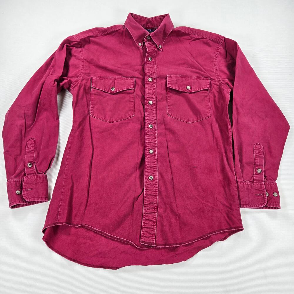 Vintage Wrangler Long Sleeve Button Up Red Western Shirt Men's Size‎ Medium